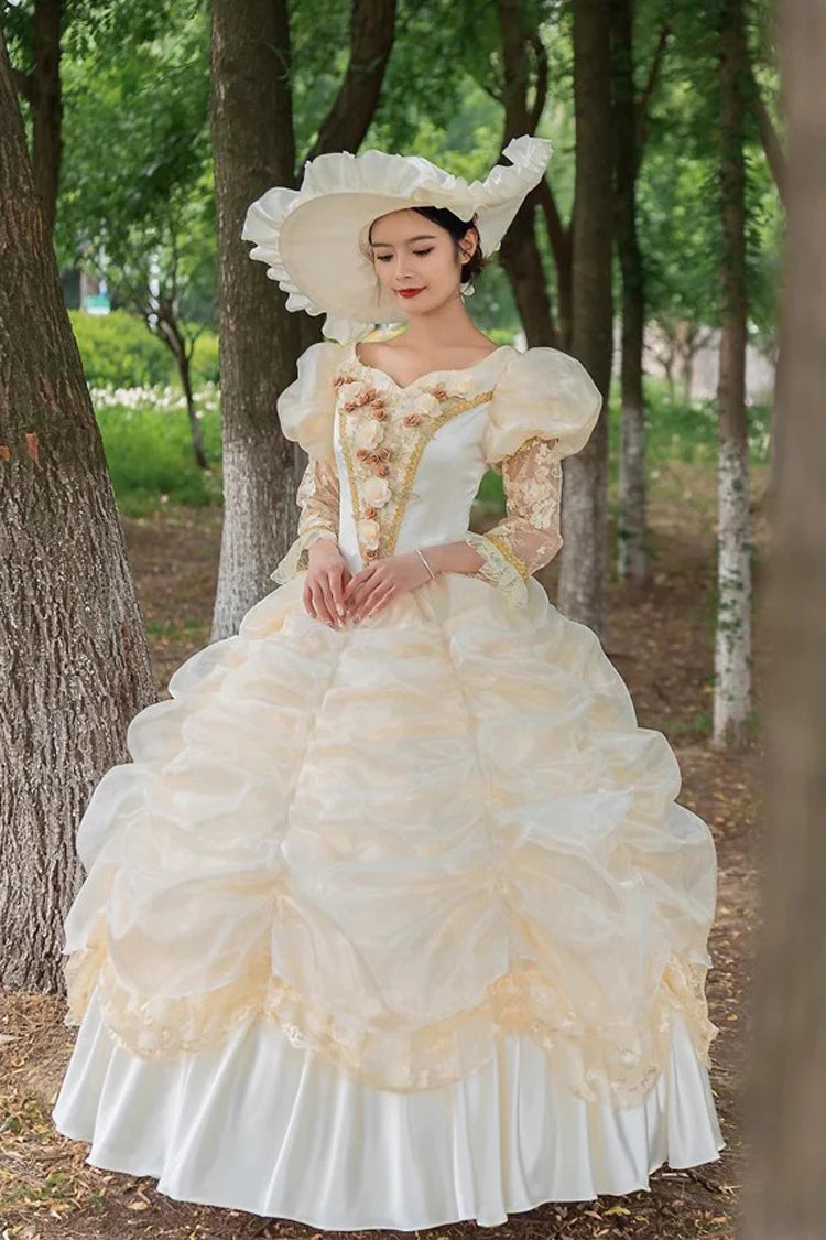 Lolita Dress - Champagne Medieval French Court, Champagne, Embroidered, Victorian Style - additional product view 2