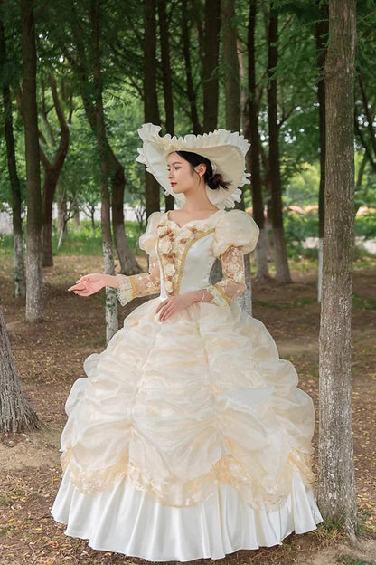 Lolita Dress - Champagne Medieval French Court, Champagne, Embroidered, Victorian Style - additional product view 3