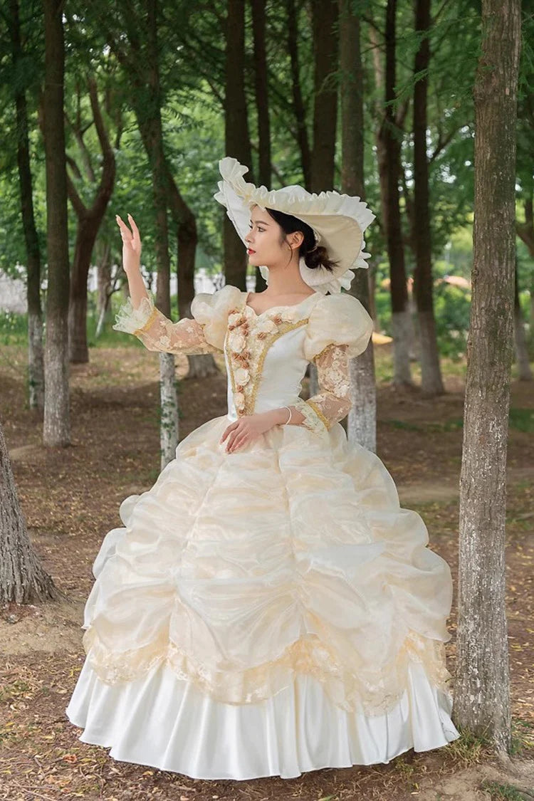 Lolita Dress - Champagne Medieval French Court, Champagne, Embroidered, Victorian Style - additional product view 6