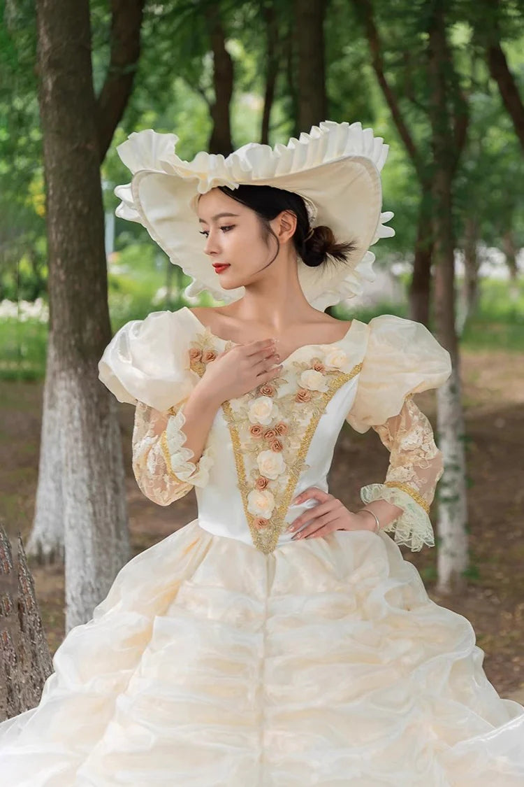 Lolita Dress - Champagne Medieval French Court, Champagne, Embroidered, Victorian Style - additional product view 7