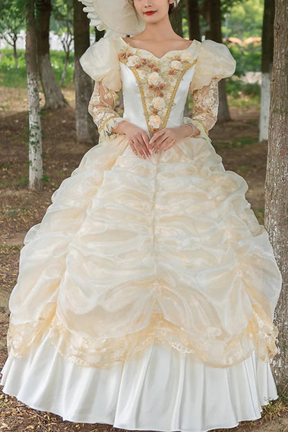 Lolita Dress - Champagne Medieval French Court, Champagne, Embroidered, Victorian Style - main product image