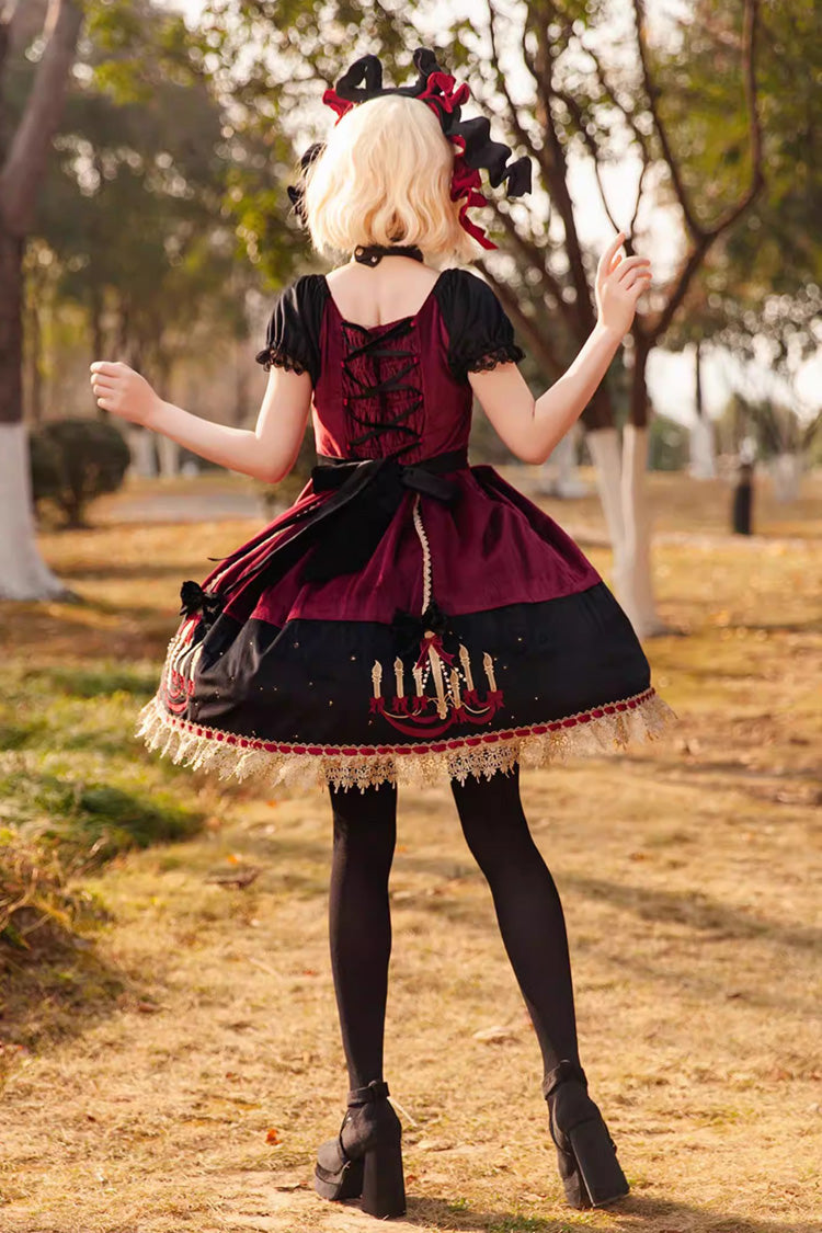 Lolita Dress - Chandelier Printed, 4 Colors, Lace Trim, Lace-Up, Sweet Style - additional product view 10
