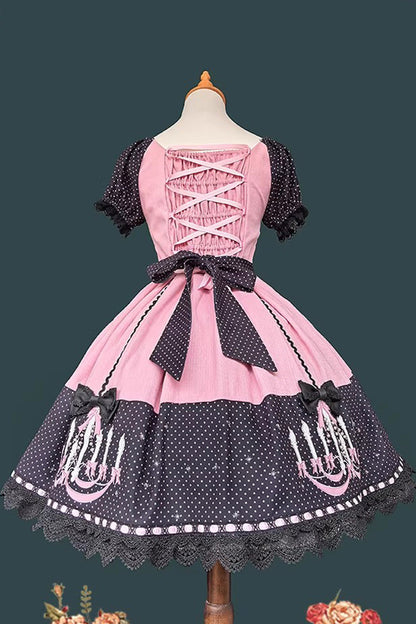 Lolita Dress - Chandelier Printed, 4 Colors, Lace Trim, Lace-Up, Sweet Style - additional product view 13