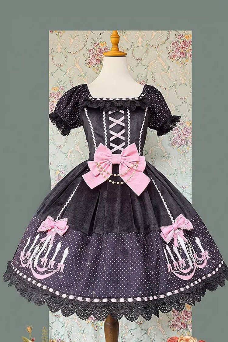 Lolita Dress - Chandelier Printed, 4 Colors, Lace Trim, Lace-Up, Sweet Style - additional product view 14