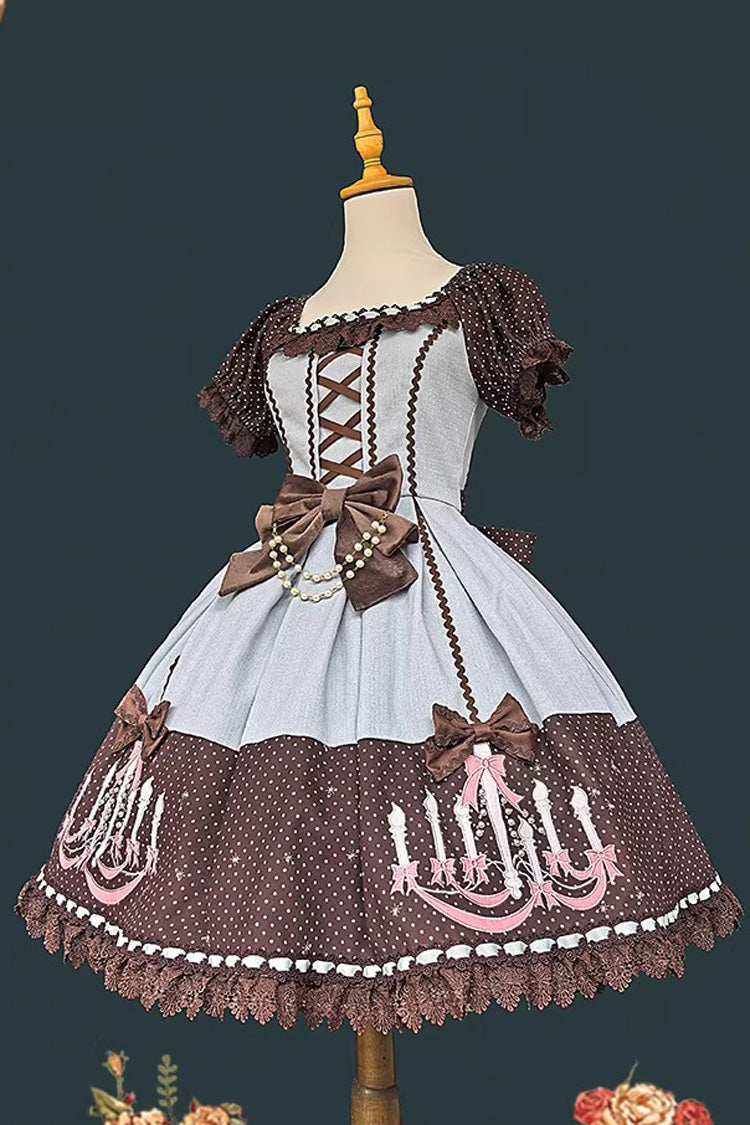 Lolita Dress - Chandelier Printed, 4 Colors, Lace Trim, Lace-Up, Sweet Style - additional product view 16