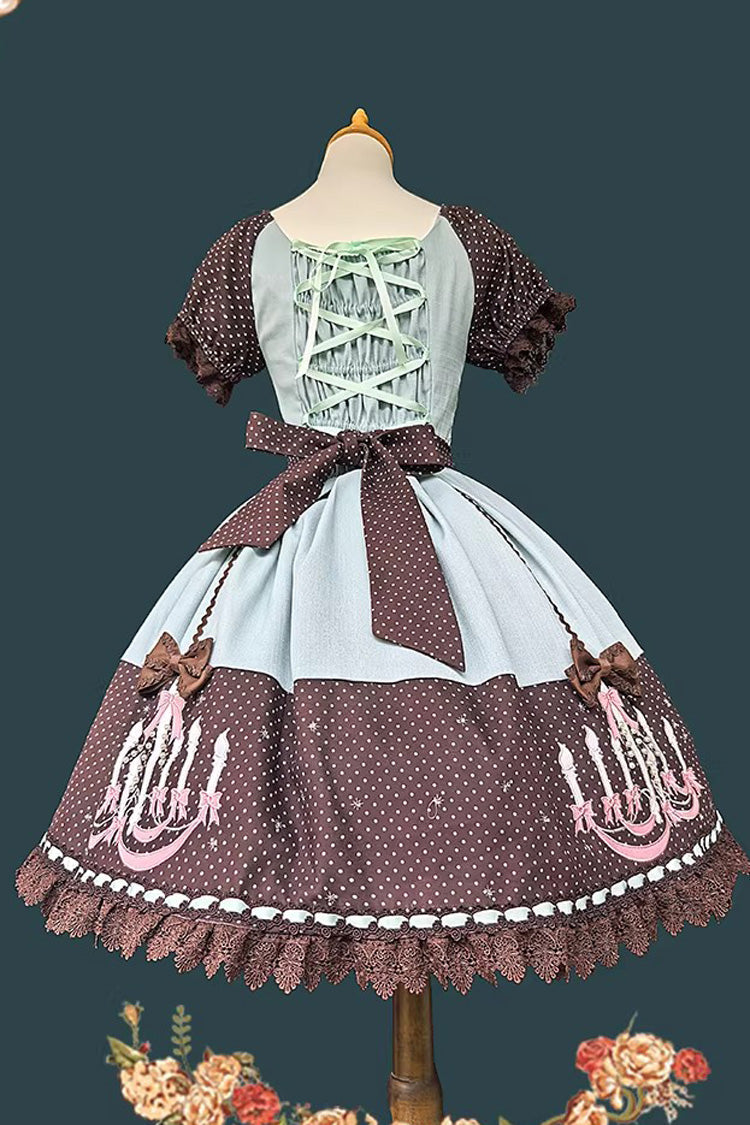 Lolita Dress - Chandelier Printed, 4 Colors, Lace Trim, Lace-Up, Sweet Style - additional product view 17