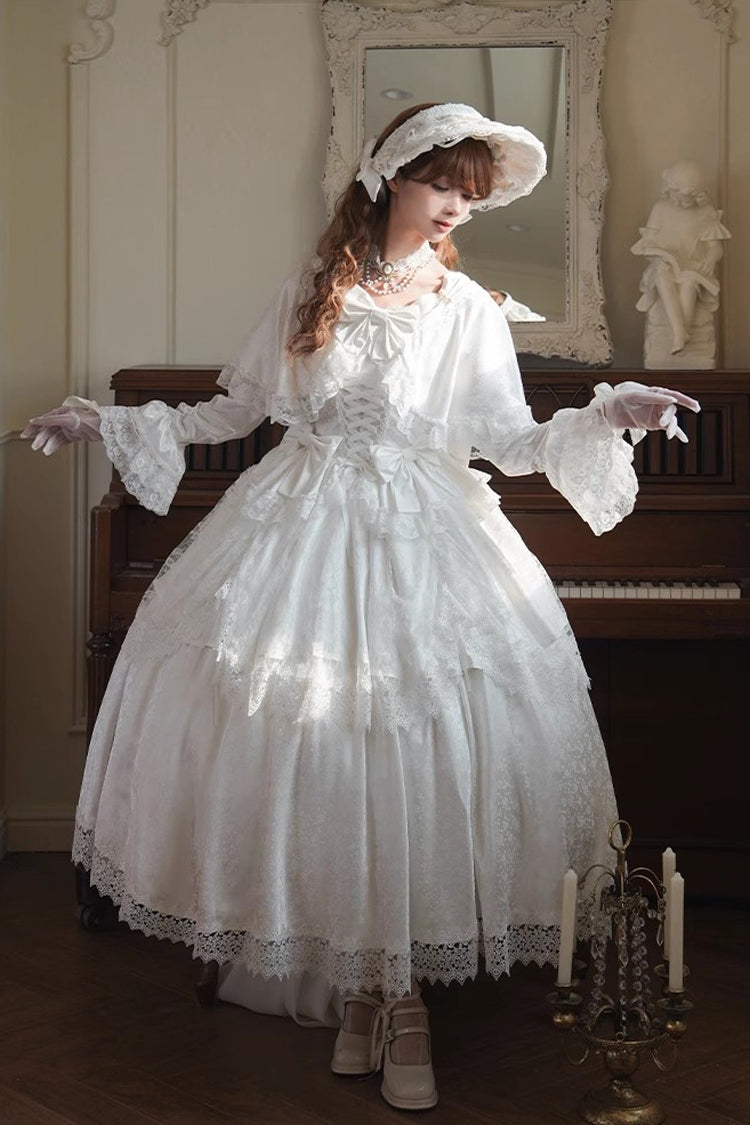 Lolita Dress - Cherish, White, Long Sleeves, Sweet Style, Bow Detail - additional product view 2