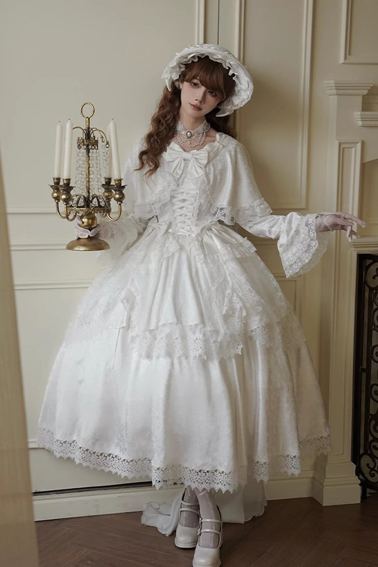 Lolita Dress - Cherish, White, Long Sleeves, Sweet Style, Bow Detail - additional product view 3