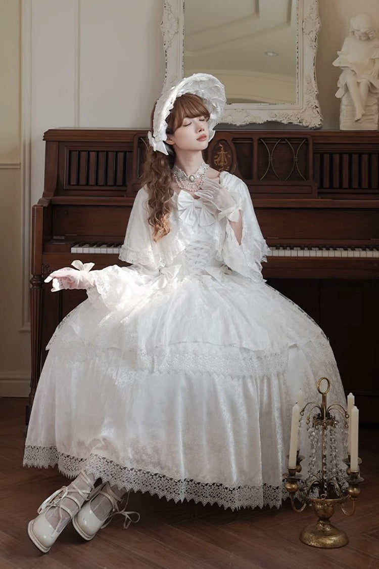 Lolita Dress - Cherish, White, Long Sleeves, Sweet Style, Bow Detail - additional product view 4