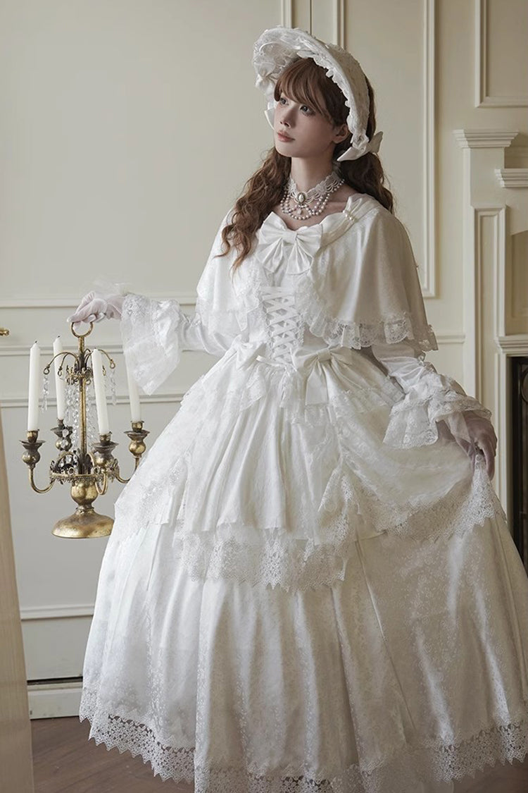 Lolita Dress - Cherish, White, Long Sleeves, Sweet Style, Bow Detail - additional product view 5