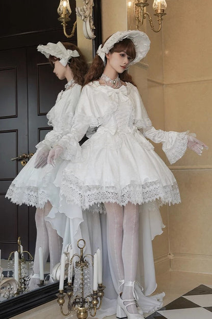 Lolita Dress - Cherish, White, Long Sleeves, Sweet Style, Bow Detail - additional product view 6