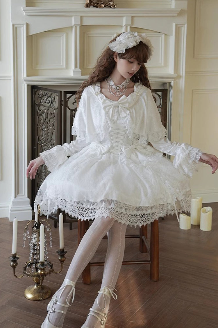 Lolita Dress - Cherish, White, Long Sleeves, Sweet Style, Bow Detail - additional product view 8