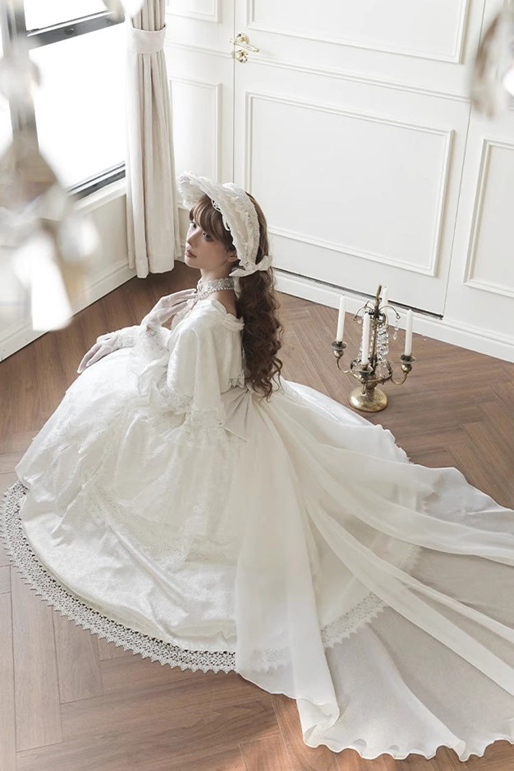 Lolita Dress - Cherish, White, Long Sleeves, Sweet Style, Bow Detail - additional product view 9