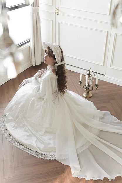 Lolita Dress - Cherish, White, Long Sleeves, Sweet Style, Bow Detail - additional product view 9