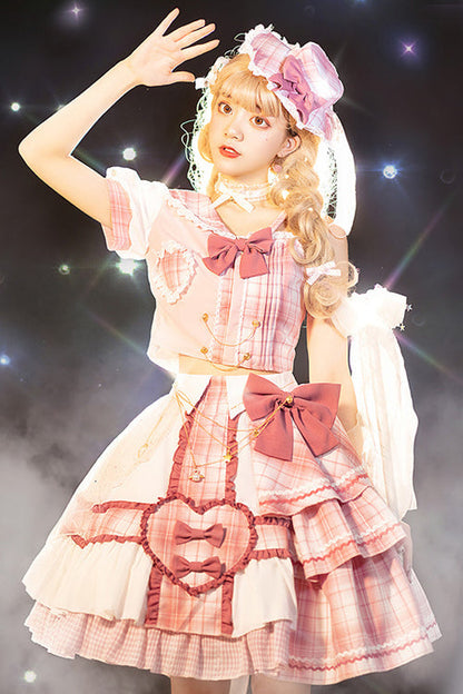 Lolita Dress - Chest, Pink, Plaid, Bow Detail, Printed - Tea Party Dress - additional product view 3