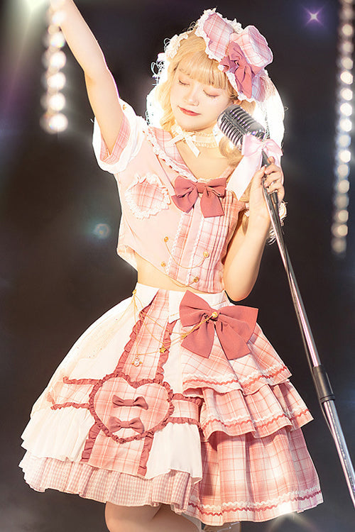 Lolita Dress - Chest, Pink, Plaid, Bow Detail, Printed - Tea Party Dress - additional product view 4