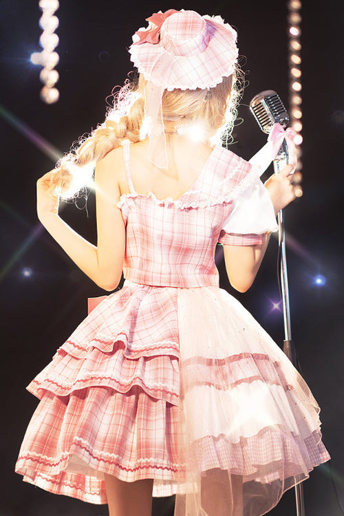 Lolita Dress - Chest, Pink, Plaid, Bow Detail, Printed - Tea Party Dress - additional product view 5