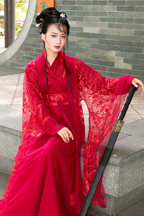 Lolita Dress - Chinese Style Chivalrous Female, Red, Plus Size, Sweet Style - additional product view 4