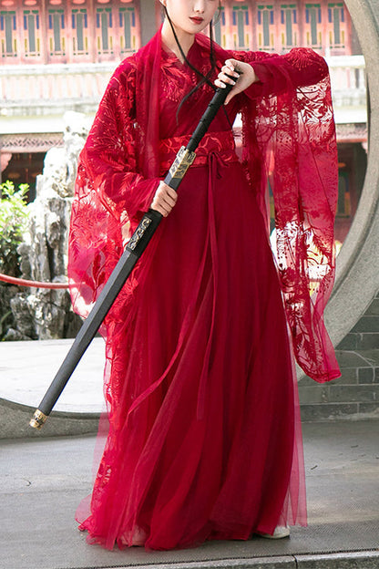 Lolita Dress - Chinese Style Chivalrous Female, Red, Plus Size, Sweet Style - main product image