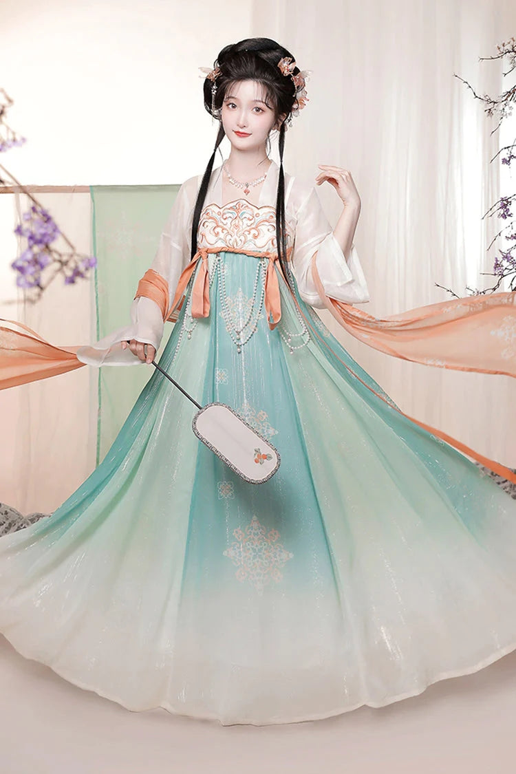 Lolita Dress - Chinese Style <springtime, Green, High Waist, Embroidered, Long Sleeves - additional product view 2