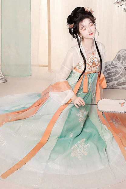 Lolita Dress - Chinese Style <springtime, Green, High Waist, Embroidered, Long Sleeves - additional product view 4
