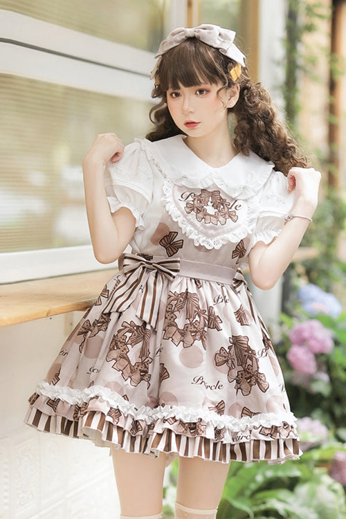 Lolita Dress - Chocolate Wreath Print, Brown, Sweet Style, Printed - additional product view 2