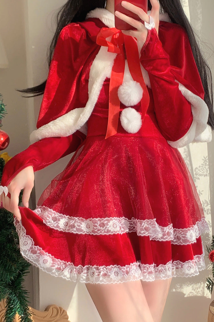 Lolita Dress - Christmas And New Year, Red, Lace Trim, Ruffled, Layered - additional product view 3
