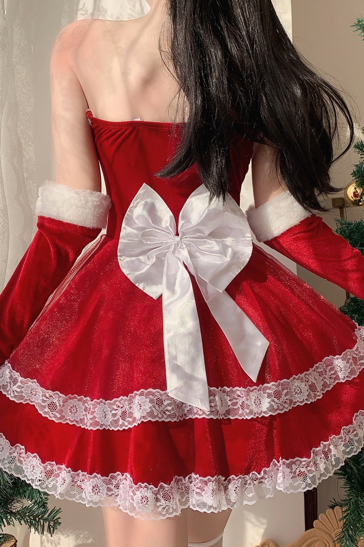 Lolita Dress - Christmas And New Year, Red, Lace Trim, Ruffled, Layered - additional product view 6