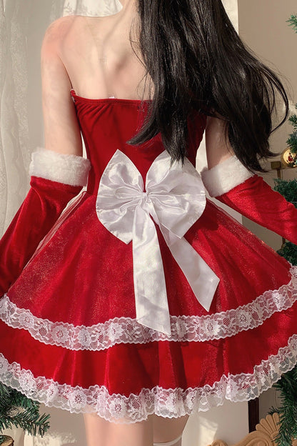 Lolita Dress - Christmas And New Year, Red, Lace Trim, Ruffled, Layered - additional product view 6