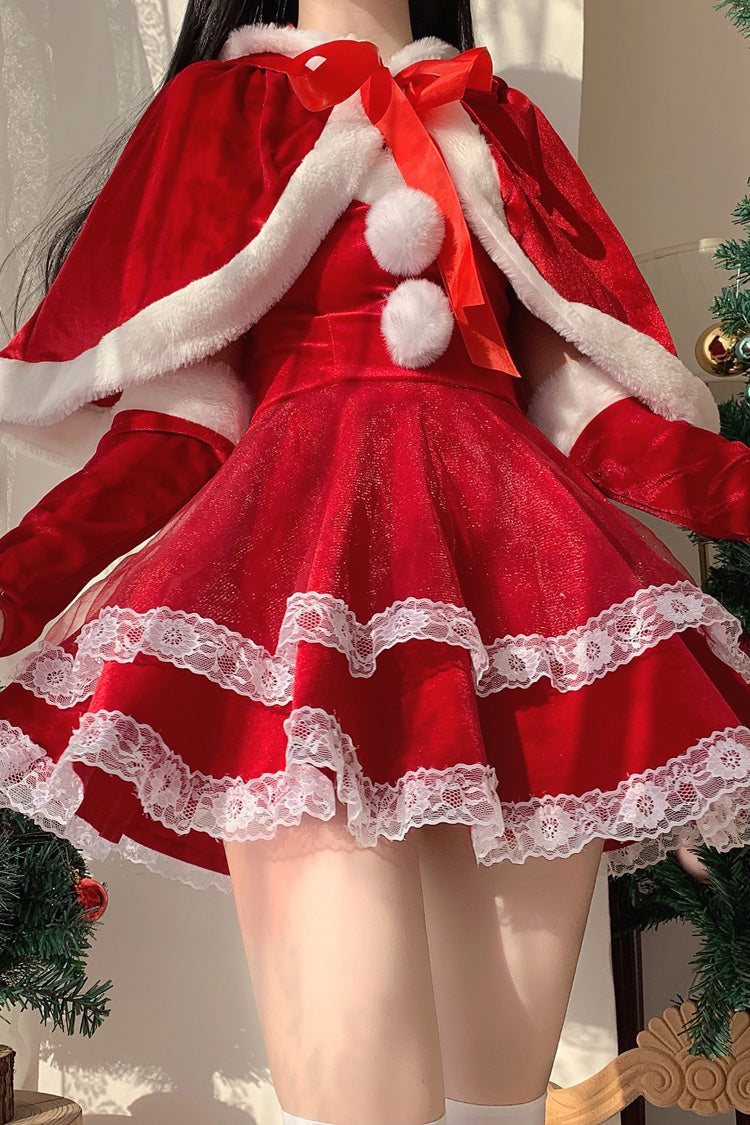 Lolita Dress - Christmas And New Year, Red, Lace Trim, Ruffled, Layered - additional product view 8