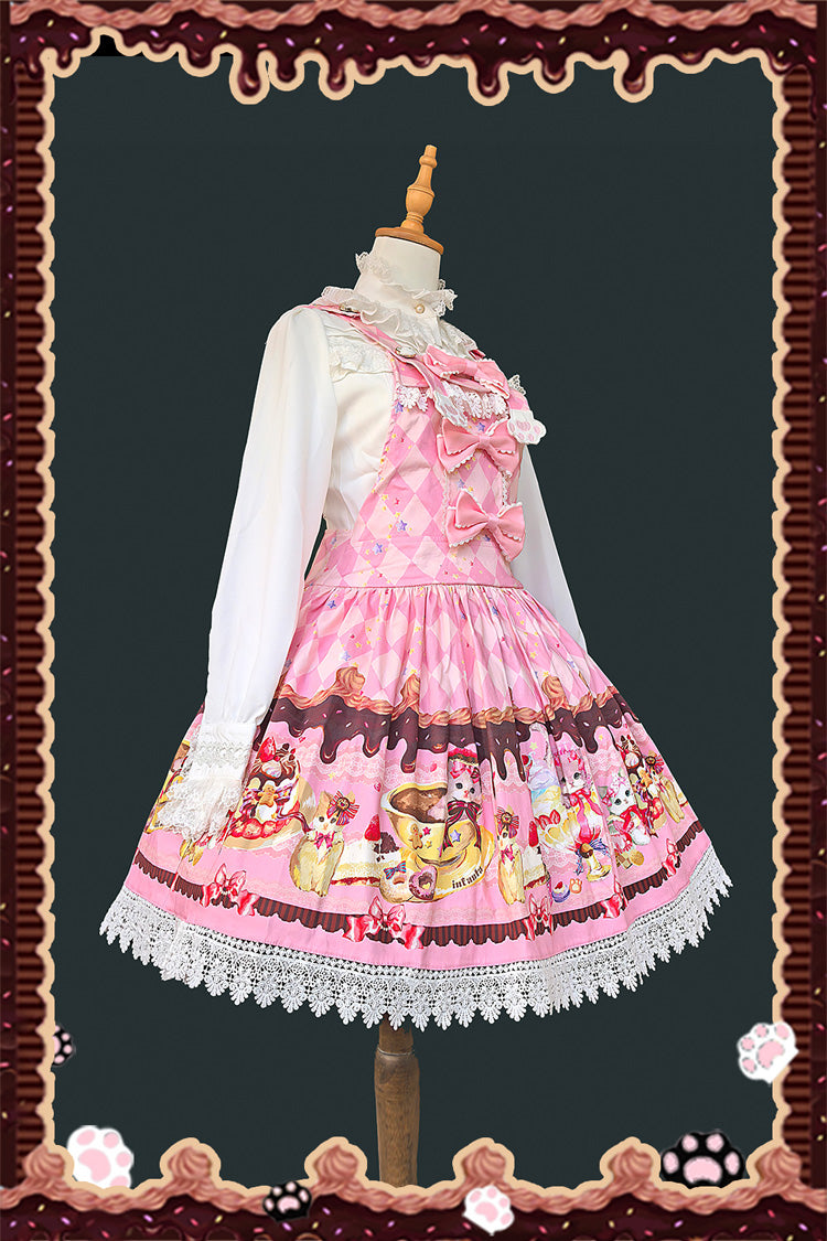 Lolita Dress - Cream Meow, 3 Colors, Printed, Sweet Style, Bow Detail - additional product view 3
