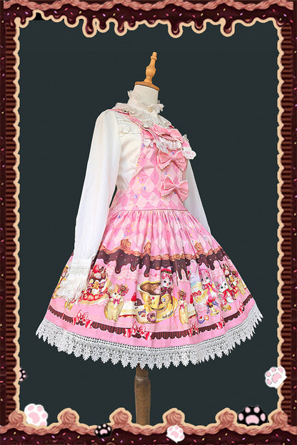 Lolita Dress - Cream Meow, 3 Colors, Printed, Sweet Style, Bow Detail - additional product view 3