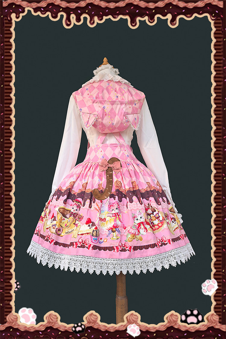 Lolita Dress - Cream Meow, 3 Colors, Printed, Sweet Style, Bow Detail - additional product view 4