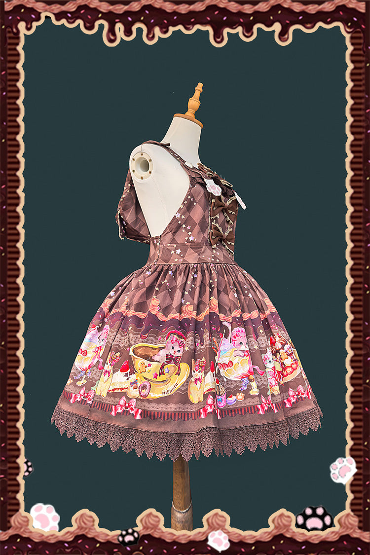 Lolita Dress - Cream Meow, 3 Colors, Printed, Sweet Style, Bow Detail - additional product view 6