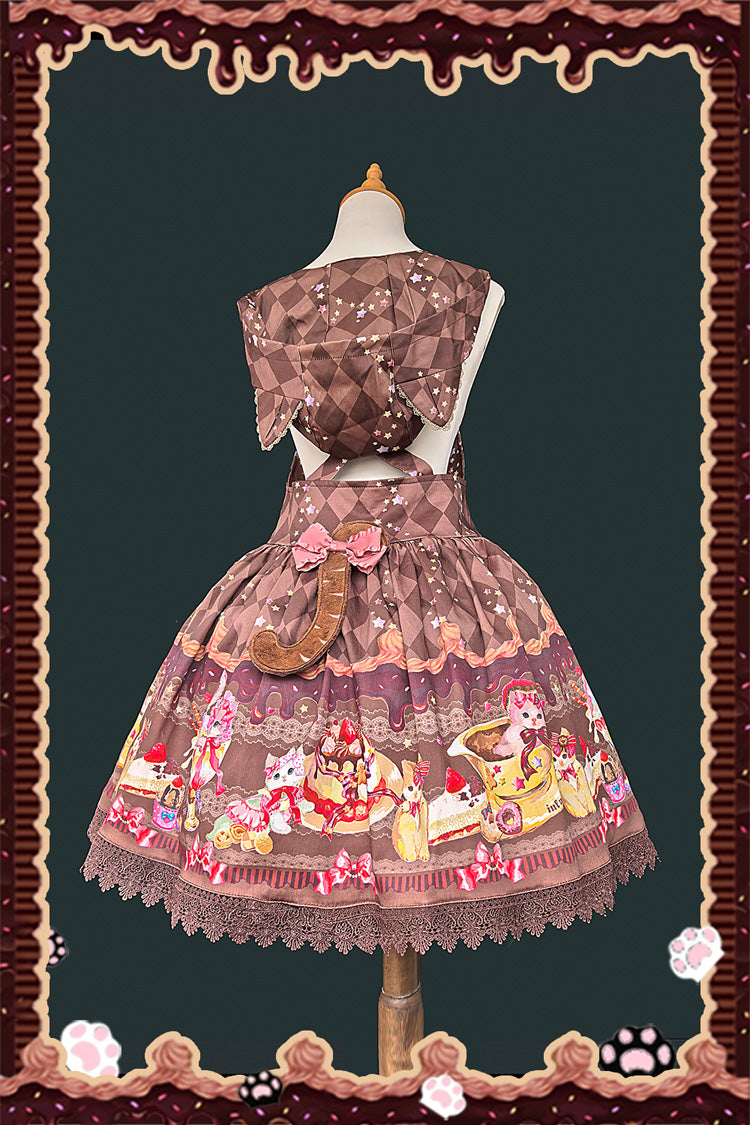 Lolita Dress - Cream Meow, 3 Colors, Printed, Sweet Style, Bow Detail - additional product view 7