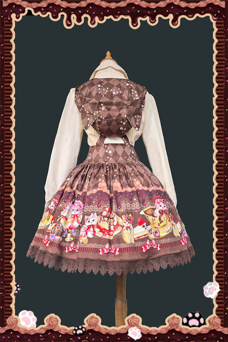 Lolita Dress - Cream Meow, 3 Colors, Printed, Sweet Style, Bow Detail - additional product view 9