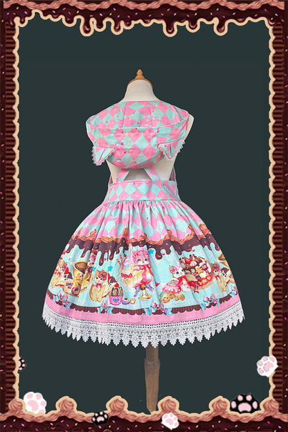 Lolita Dress - Cream Meow, 3 Colors, Printed, Sweet Style, Bow Detail - additional product view 10