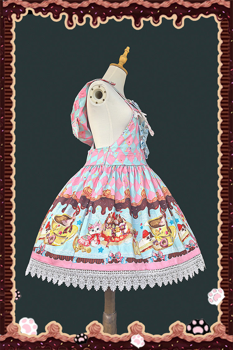 Lolita Dress - Cream Meow, 3 Colors, Printed, Sweet Style, Bow Detail - additional product view 11