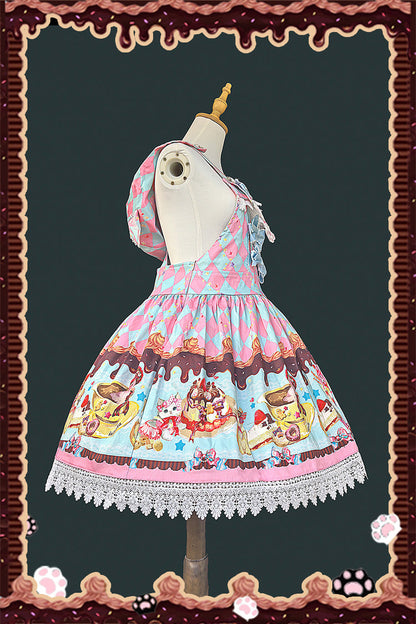 Lolita Dress - Cream Meow, 3 Colors, Printed, Sweet Style, Bow Detail - additional product view 11