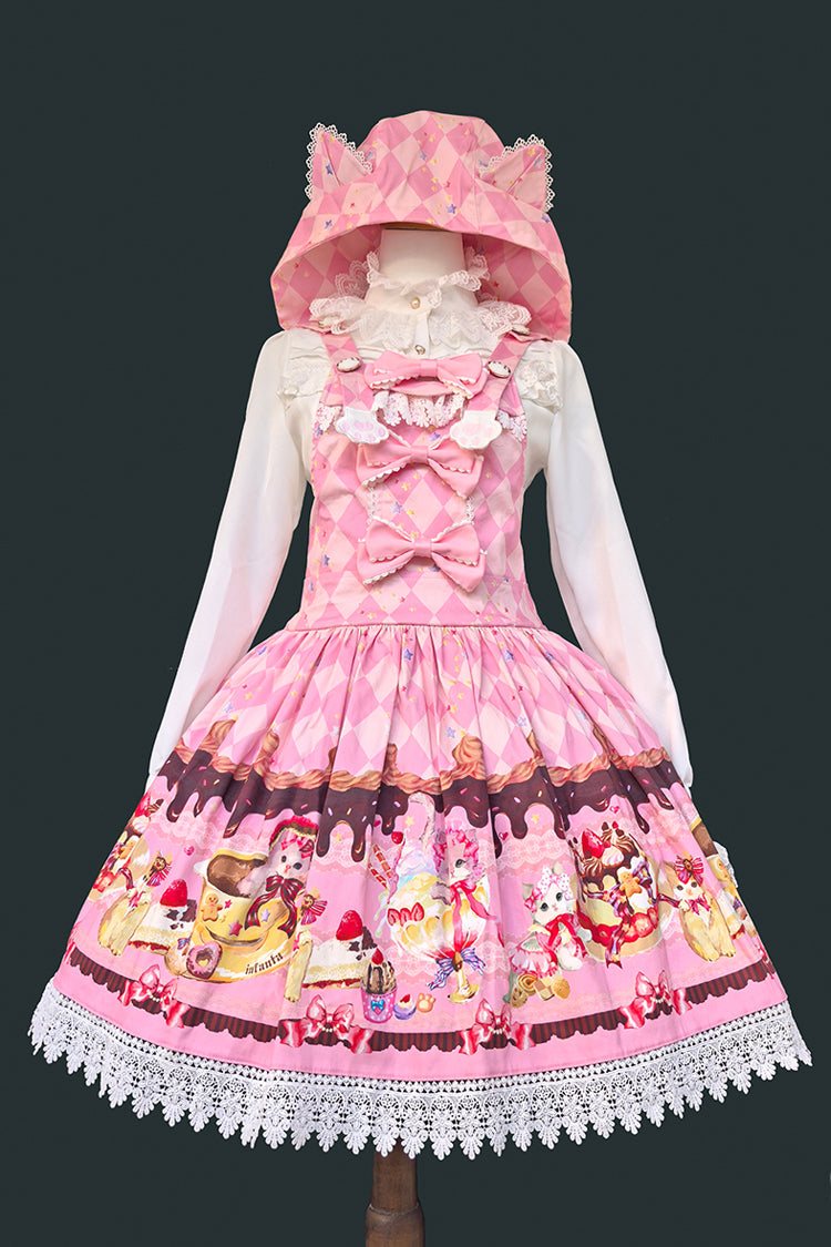 Lolita Dress - Cream Meow, 3 Colors, Printed, Sweet Style, Bow Detail - main product image