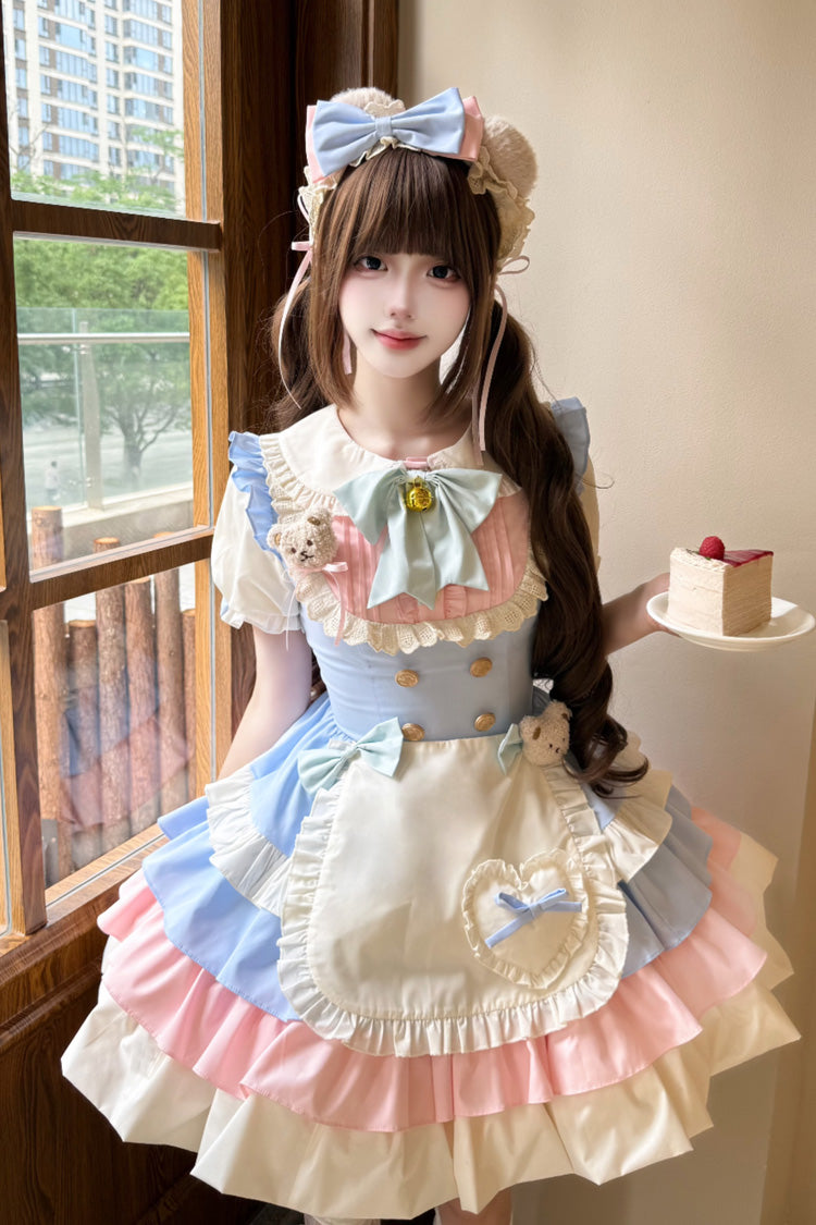Lolita Dress - Cream Puffs, 2 Colors, Puff Sleeves, Layered, Sweet Style - additional product view 2