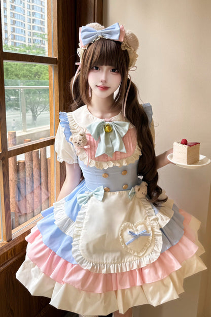 Lolita Dress - Cream Puffs, 2 Colors, Puff Sleeves, Layered, Sweet Style - additional product view 2