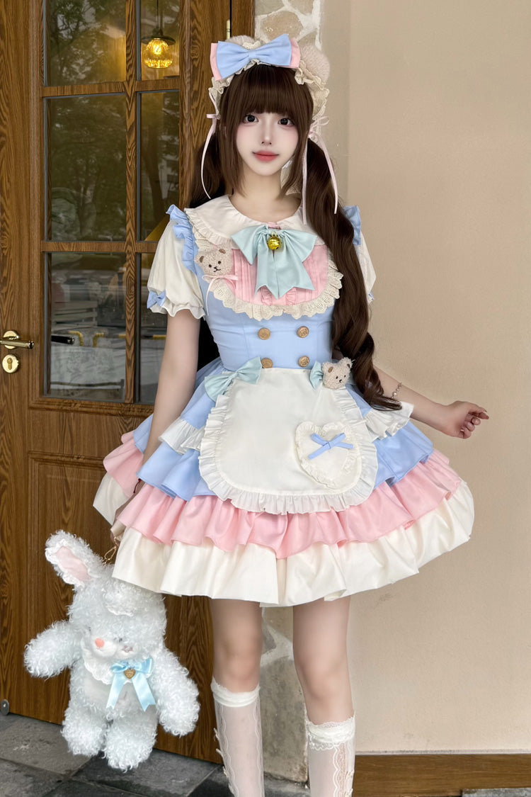 Lolita Dress - Cream Puffs, 2 Colors, Puff Sleeves, Layered, Sweet Style - main product image