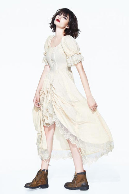Lolita Dress - Creamy White, White, Women's Style, Lace Trim, Embroidered - additional product view 2