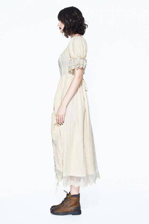 Lolita Dress - Creamy White, White, Women's Style, Lace Trim, Embroidered - additional product view 6