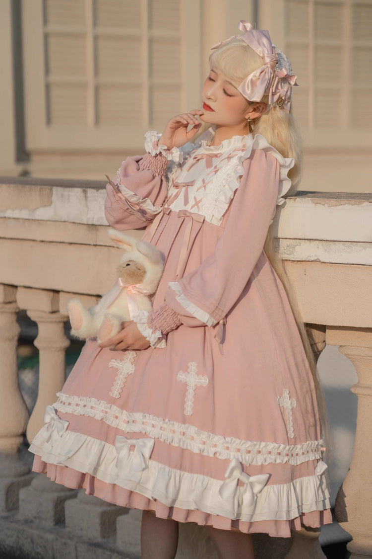 Lolita Dress - Cross Wish Dream, Pink, Cross Detail, Long Sleeves, Sweet Style - main product image