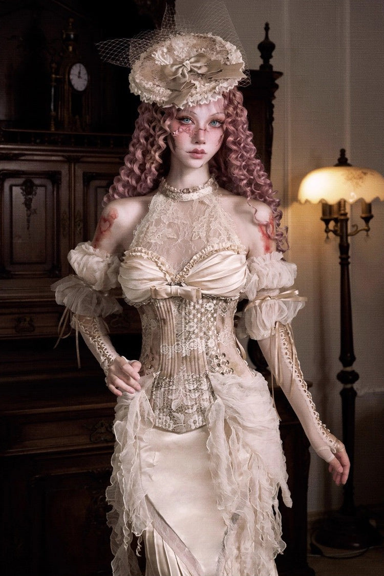 Lolita Dress - Cupid’s Poetry Box, Gold, Ruffled, Embroidered, Halterneck - additional product view 7