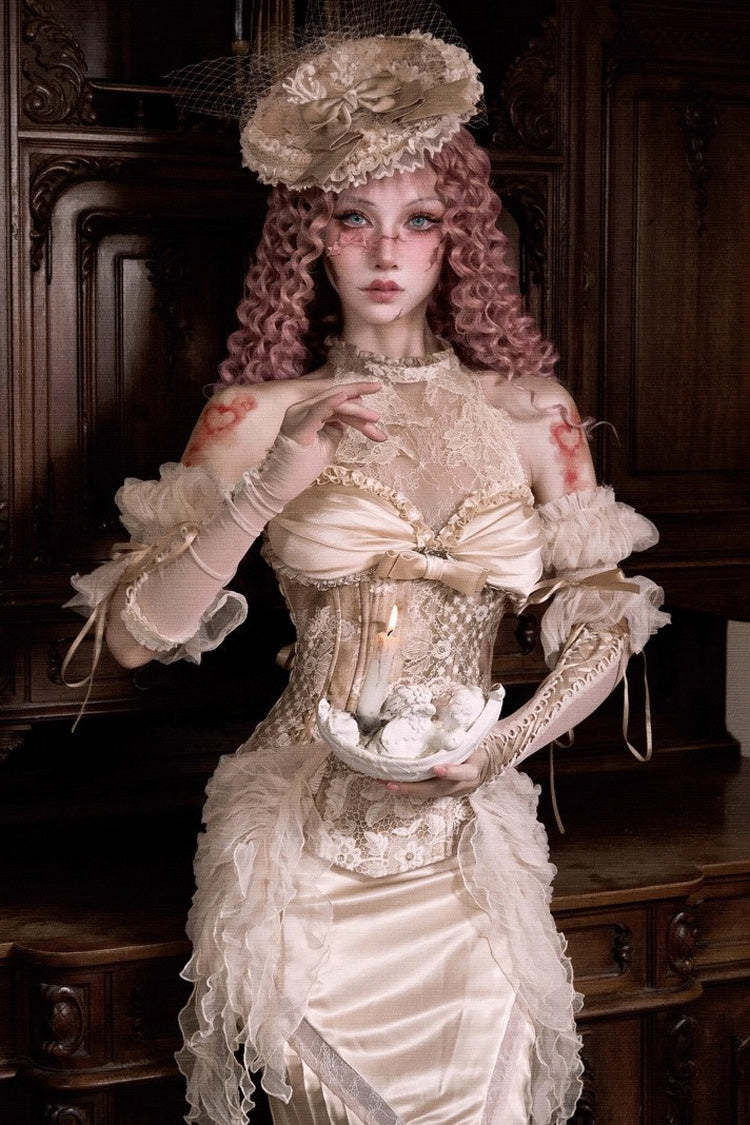 Lolita Dress - Cupid’s Poetry Box, Gold, Ruffled, Embroidered, Halterneck - additional product view 8
