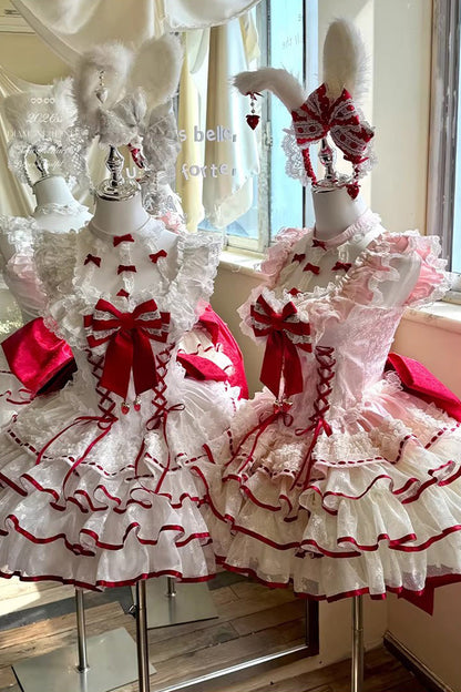 Lolita Dress - Cupid Strawberry, 2 Colors, Sweet Style, Ballet-Inspired Style, Bow Detail - additional product view 2