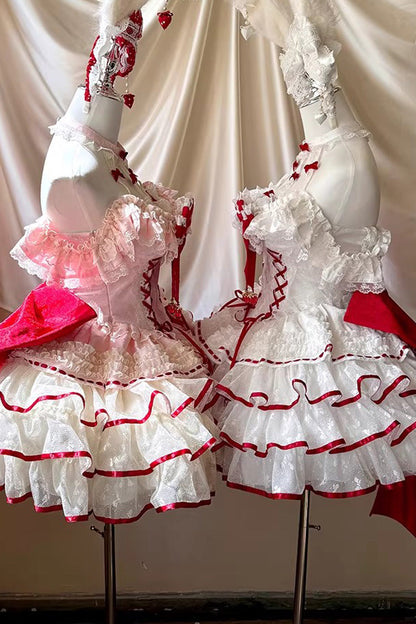Lolita Dress - Cupid Strawberry, 2 Colors, Sweet Style, Ballet-Inspired Style, Bow Detail - additional product view 3